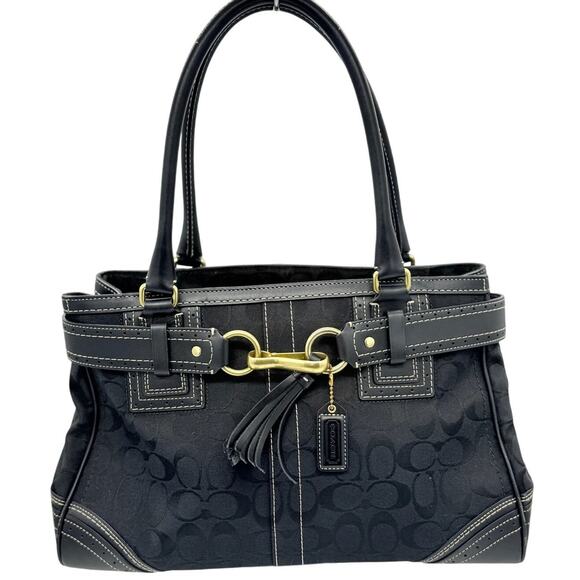 RETAIL $316 Coach Hampton Signature Jacquard Tassel Satchel *DUST BAG INCLUDED*